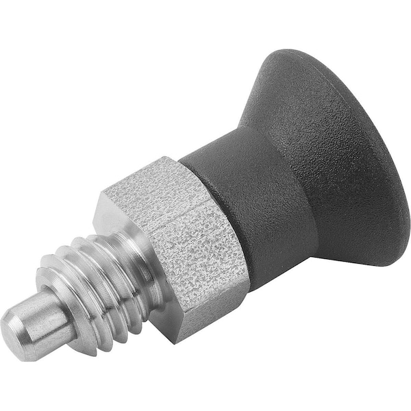 Indexing Plunger Eco Short Vers Size:3 D1=M16, D=8, Form:A, Stainless Not Hardened, Comp: Plastic